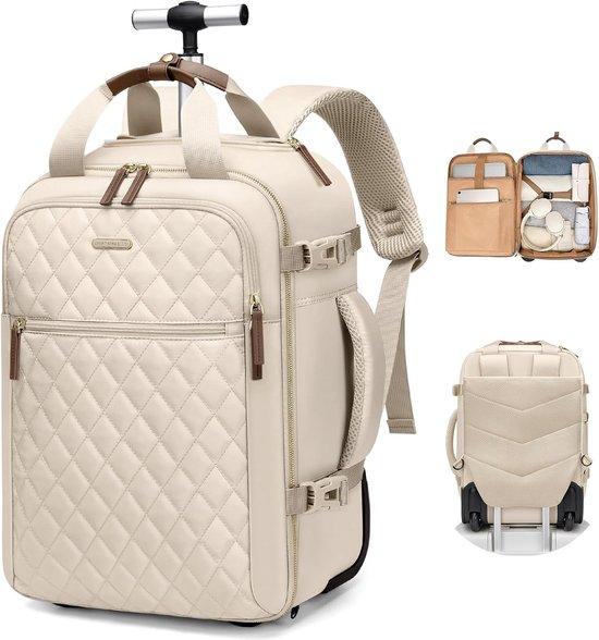 Rucksack - Apricot (Farbe) - 17 Zoll - Wasserdichter Laptop-Rucksack mit Rollen - Für Damen