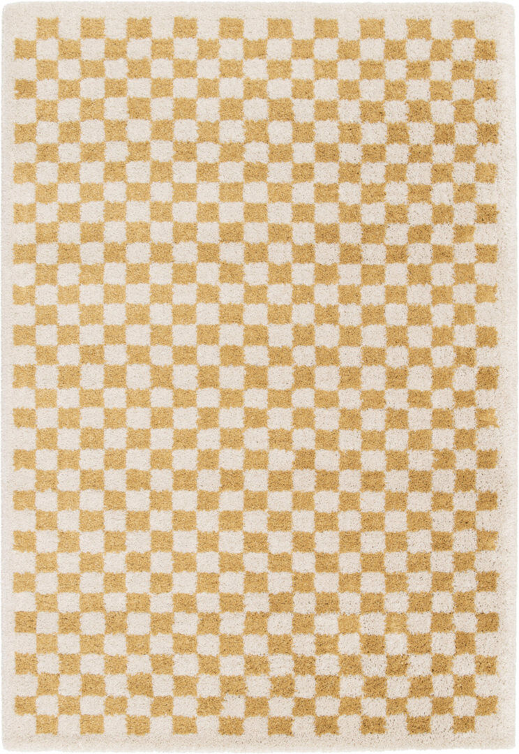Brambly Cottage Machine Woven Rug, Chequered, Blue Yellow 80cm W X 150cm L