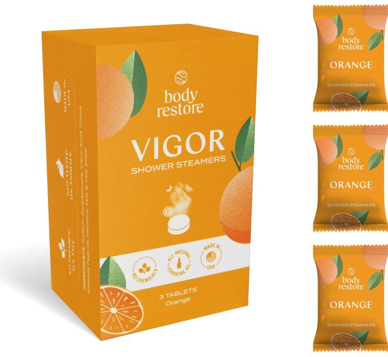 Body Restore Vigor Shower Steamers shower tablets fragrance Orange 3 pc