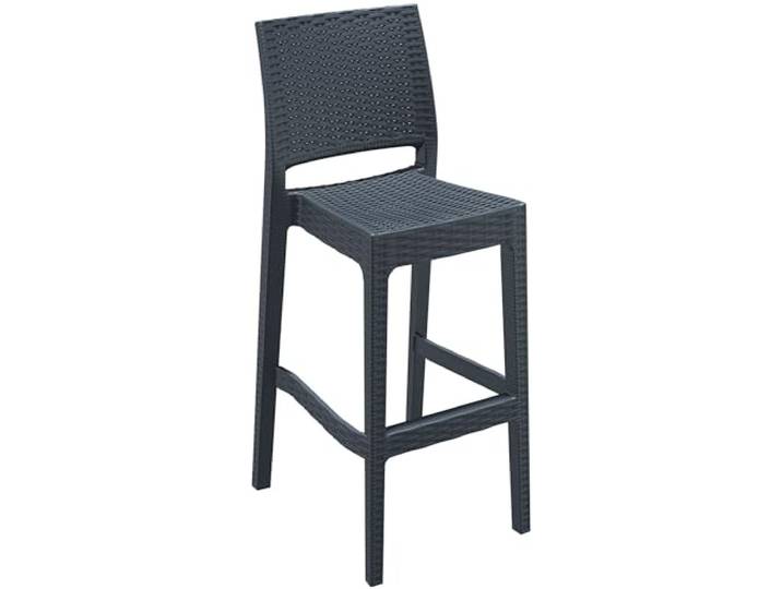 CLP Barhocker Jamaica Aus Polyrattan I Stapelbarer Garten-Hocker I 75 cm Sitzhöhe Farbe dunkelgrau