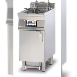 Digitale elektrische Friteuse 25 LT. Öl-Filterung und Heber. Struktur aus rostfreiem Stahl. Abmessungen 40x90 h90 cm. Modell F25-94ETDPS