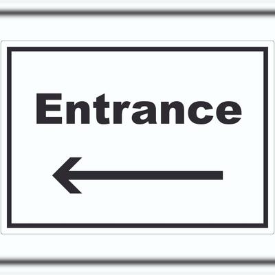HB-Druck Entrance Aufkleber mit Text und Richtungspfeil links Eingang waagerecht A0 (841x1189mm)