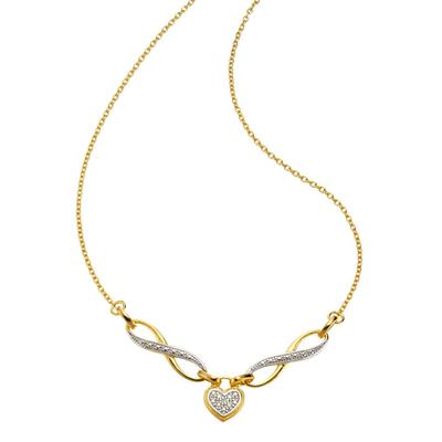 Collier FIRETTI "Schmuck Geschenk Halsschmuck Halskette Ankerkette Infinity+Schleife", silber (gelbgoldfarben, silberfarben), Halsketten, Damen, 0,01, Diamanten Silber 925 (Sterlingsilber), L: 45, Diamanten, Silber 925 (Sterlingsilber), Collier, mit...