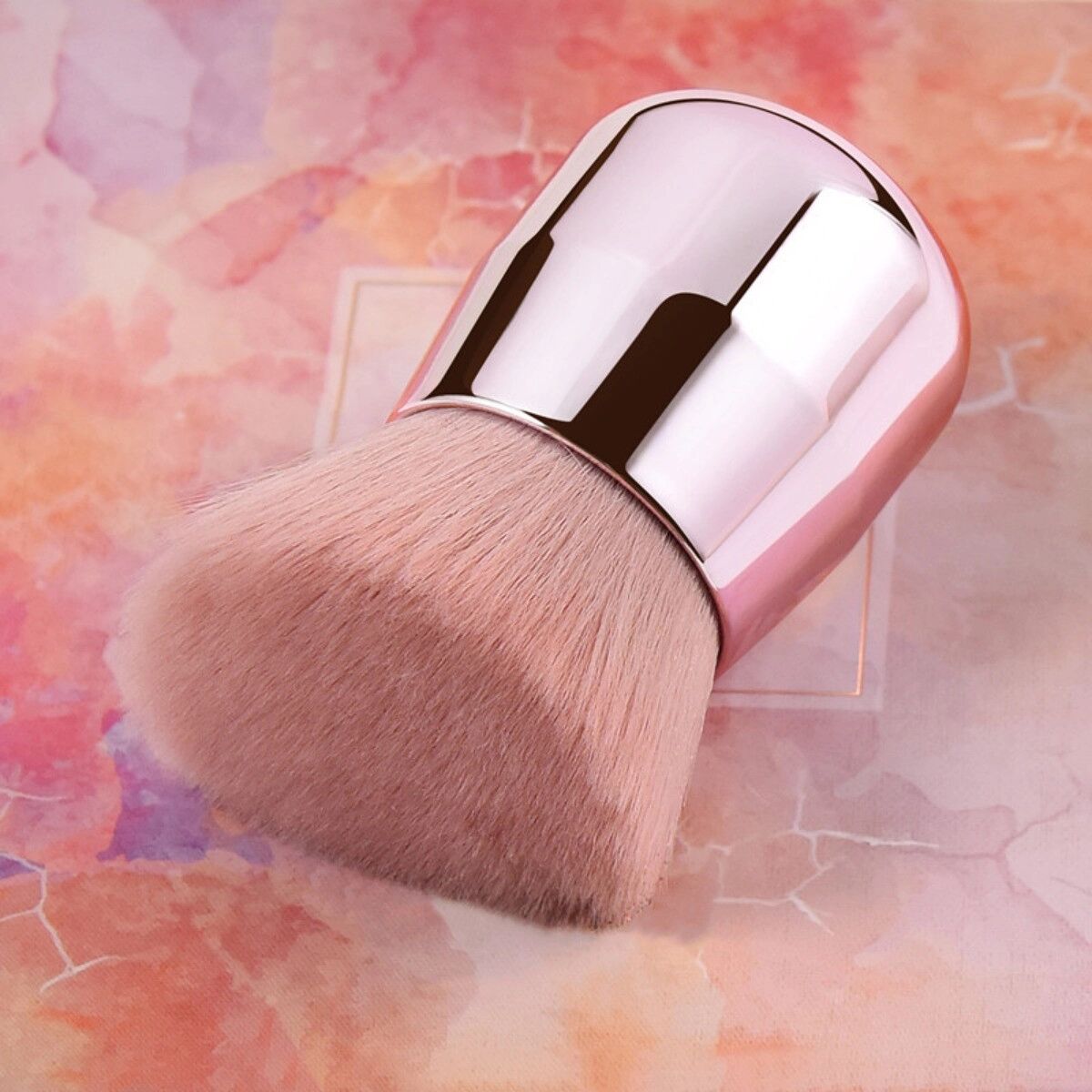 INF Lot de 2 Grandes Brosses à Blush Rose - Fibres Synthétiques, Têtes Rondes et Angulaires pour Blush, Poudre, Contour et