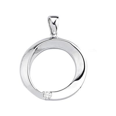 Kettenanhänger JOBO "Anhänger rund", silber (silber 925, weiß), Schmuckanhänger, Damen, Silber 925 (Sterlingsilber), Kettenanhänger, 925 Silber mit Zirkonia