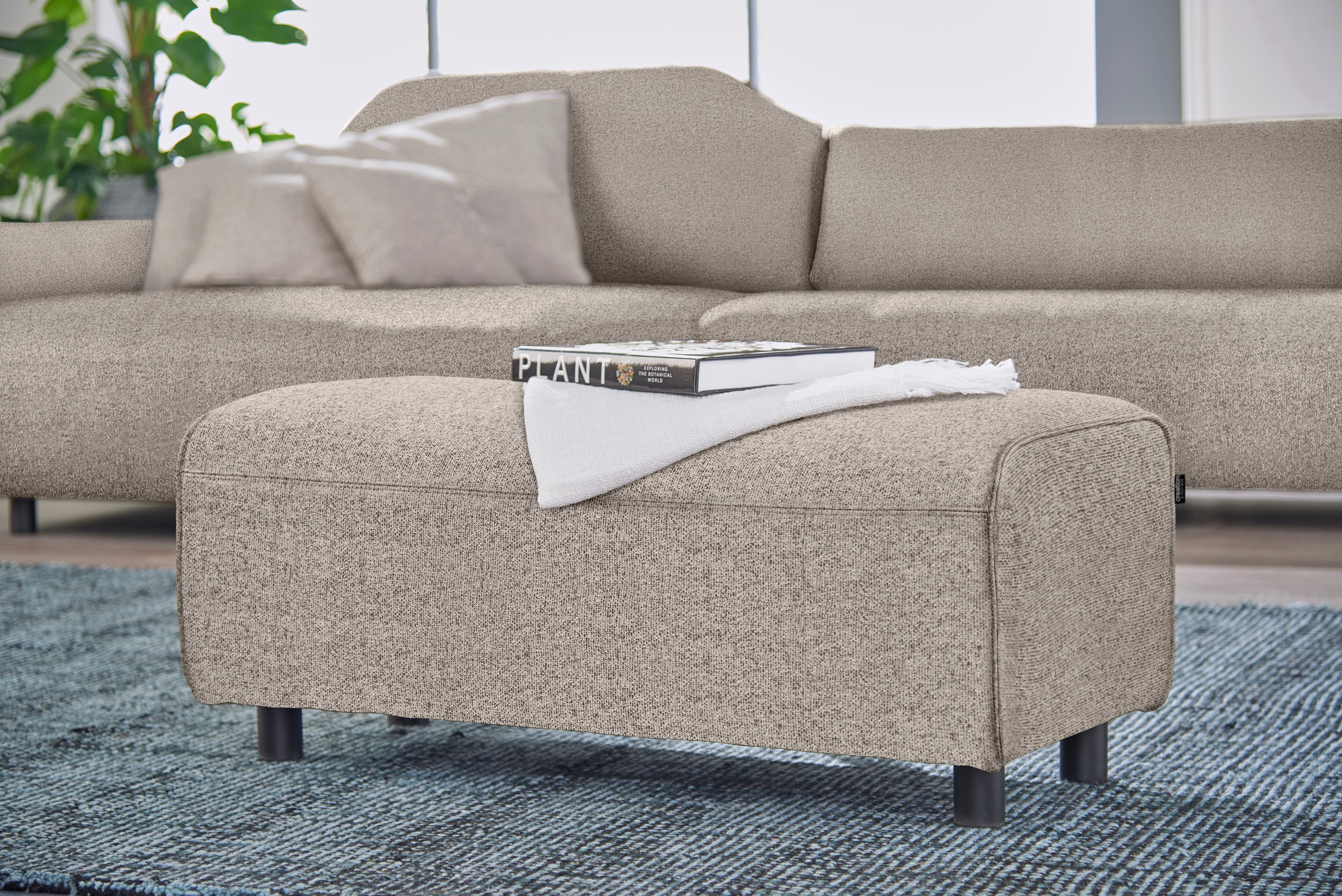Hockerbank "CR.480", bunt (graubeige, natur 044, 20), B:100cm H:42cm T:51cm, Leder OSKAR;Chenille COCO (72% Polyester 15% Baumwolle 13% Polyacryl), CREATION BY ROLF BENZ, Hocker, Hockerbank graubeige, natur 044, 20 B/H/T: 100cm x 42cm x 51cm, Chenille COC