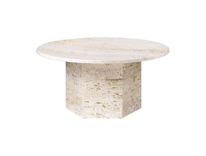 GUBI table basse EPIC COFFEE TABLE Ø 80 cm (Neutral White - Travertin)