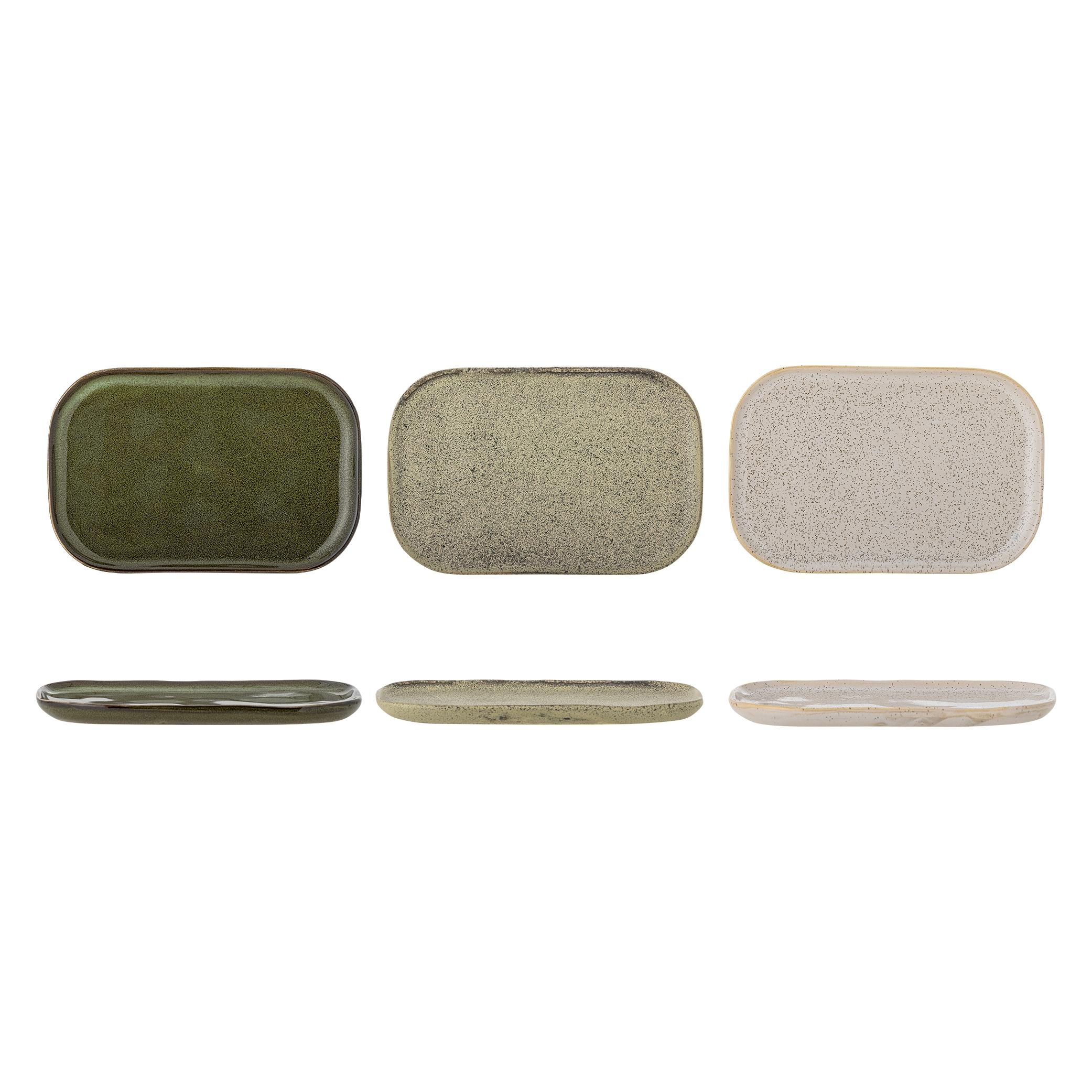 Bloomingville - Addison Plate - Green - Stoneware (3x) (82072706)