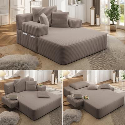 Loedds 48.5-inch Convertible Sleeper Chair with Convertible Design, Storage, Chaise and Spring Seat Support