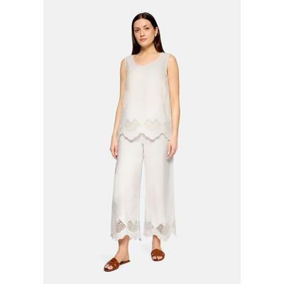 Culotte BETTY BARCLAY "Damen mit Gummizug", Damen, Gr. 38, Normalgrößen, weiß (rohweiß), Stoff, Obermaterial: 70% Baumwolle, 30% Polyester, gerade 3/4-Länge, Hosen Culotte