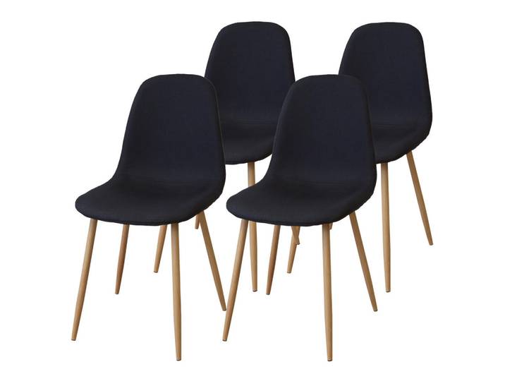 Albatros Stuhl Fano Stoffbezug Metallbeine Holzoptik 4er Set Schwarz, 44x87x47 cm, Esszimmer, Stühle