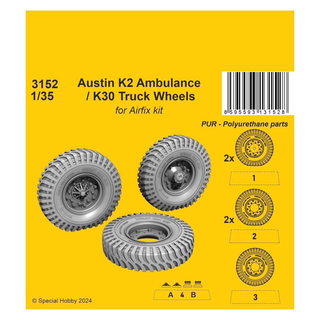 CMK Austin K2 Ambulance / K30 Truck Wheels 1/35 / for Airfix kits (129-3152)