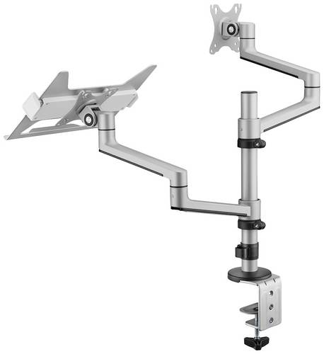 My Wall HL52L Monitor-Tischhalterung 1 Display(s) 43,2cm (17") - 81,3cm (32") Silber Höhenverstellbar, Drehbar, Notebook-Ablage