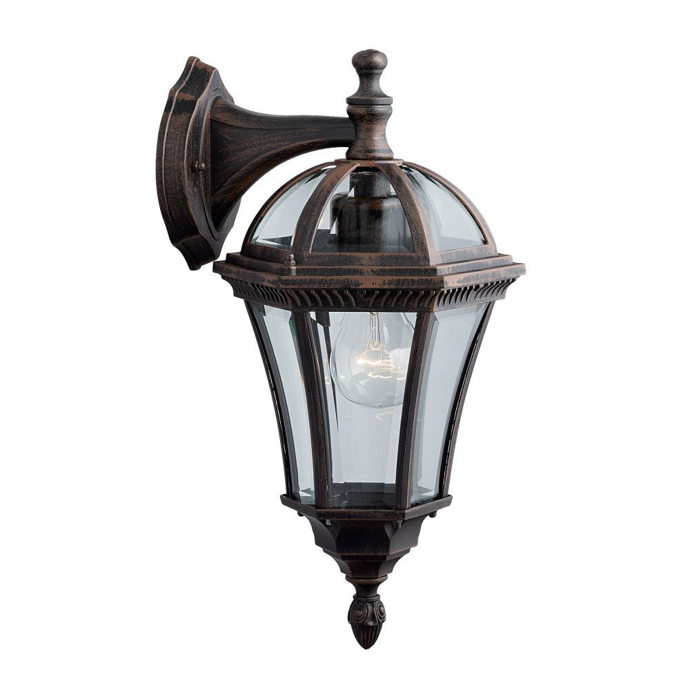 Capri Down Muurlamp Searchlight in bronsbruin met aluminium en glas