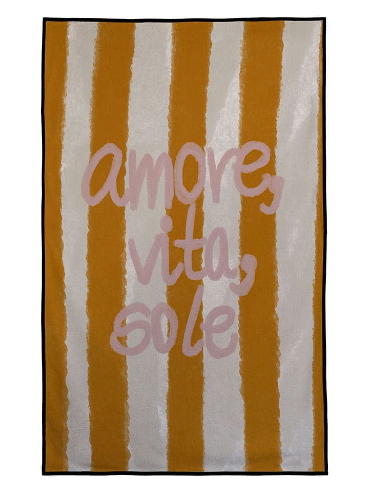Madre Selva Strandtuch "Sole" in Orange/ Weiß - (L)140 x (B)75 cm - onesize