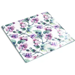 GLASPLATTE 60x52 cm Brombeerblüten