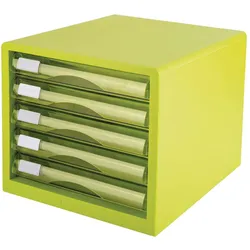 Deli, Dokumentenablage, Schubladenbox 5 Schubladen 27,5x34x26cm hellgrün (A4)