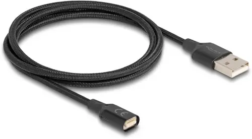 Delock USB-Ladekabel USB 2.0 USB-A Stecker, magnetischer Konnektor 1.00m Schwarz 88167