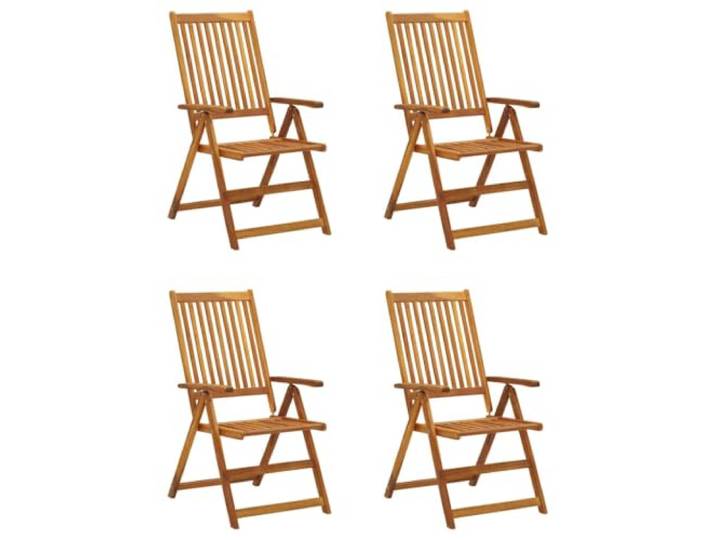 MNCVXAXG Set mit 4 Klappstühlen, neigbar, aus massivem Akazienholz 5 Liegepositionen, klappbar, Akazienholz mit Öl-Finish, Kissen 100% Polyester, bis 110 kg