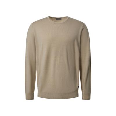 Strickpullover PIERRE CARDIN "Pierre Cardin Pullover", Herren, Gr. XL, weiß (pelican), Obermaterial: 100% Wolle WO., uni, modern fit, Rundhals, Pullover Strickpullover, mit Rundhalsausschnitt
