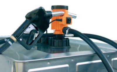 Elektropumpe CEMO, 12V, 25 l/min effektiv, 4 m Anschlusskabel mit Klemmen, 6 m Schlauch, Automatik-Zapfpistole