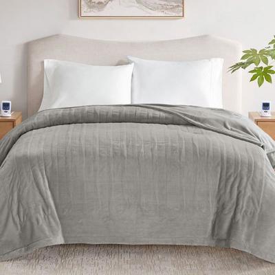 Jla Home/Bed Microplush Heated Blanket, King, Gray