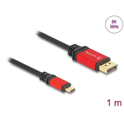 DeLOCK USB Type-C zu DisplayPort Kabel (DP Alt Mode) 8K 30 Hz mit HDR Funktion 1 m rot