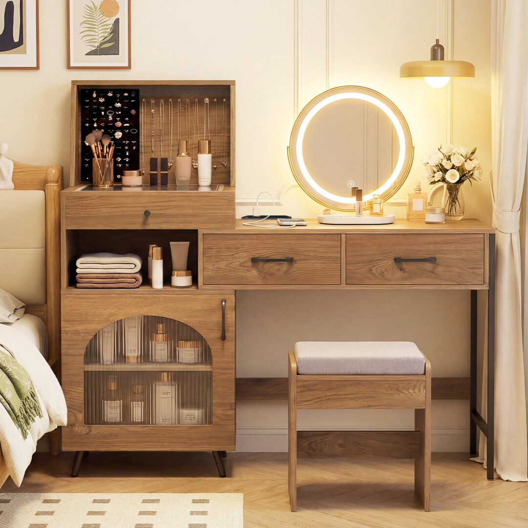 Fairmont Park Dressing Table Brown/Black 128cm H X 136cm W X 43cm D