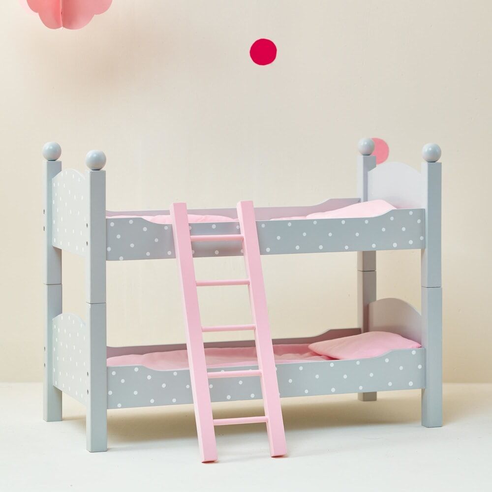 Teamson Cama litera doble para muñeca, 43.5 cm, gris