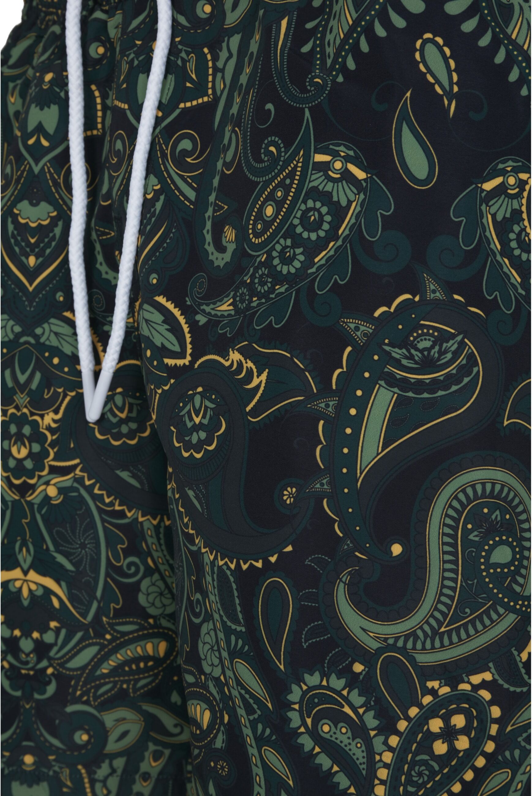 Badeshorts URBAN CLASSICS "Urban Classics Herren Paisley Swim Shorts", Herren, Gr. L, US-Größen, grün (paisley), 100% Polyester, Badehosen Badeshorts