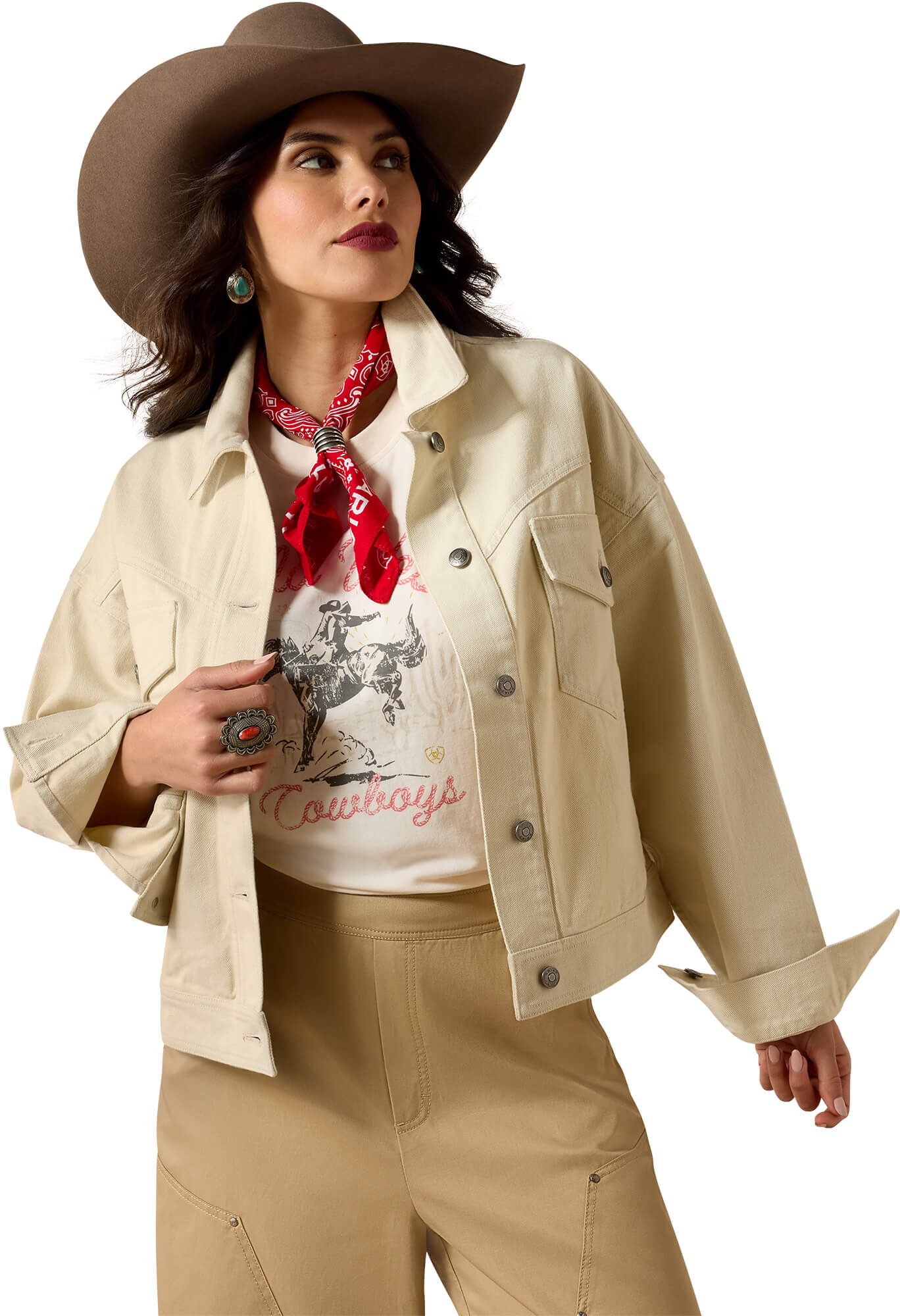 Women's Solar Cotton Twill Jacket in Summer Sand, Size: Small by Ariat