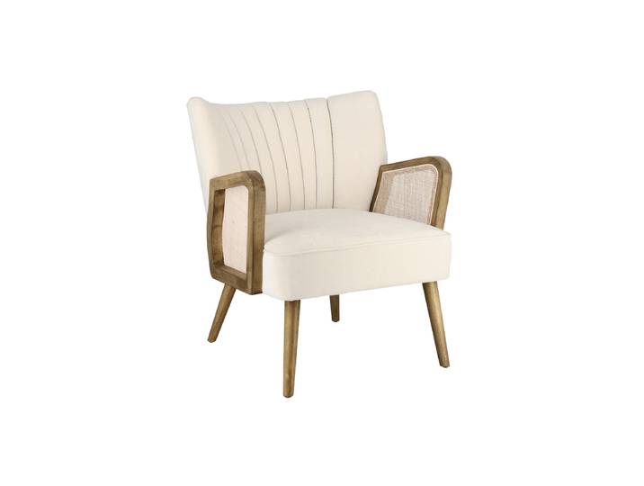 Massiver Retro Design Sessel „Virna“ Rattan Elfenbein Bizzotto