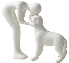 Uplift Picks Elegant Dog Owner Statue Modern Pet Lover Home Decor Figurine white
