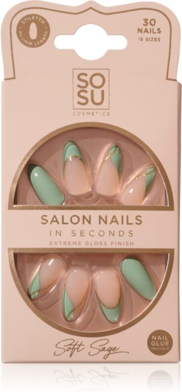 SOSU Cosmetics Salon Nails false nails shade Soft Sage 30 pc