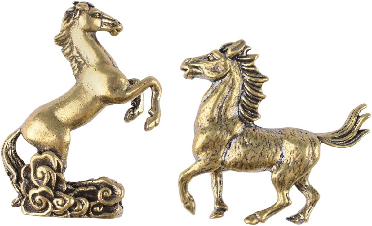 Messing paard standbeeld miniatuur ornament met retro charme voor decoratie in huis of op kantoor