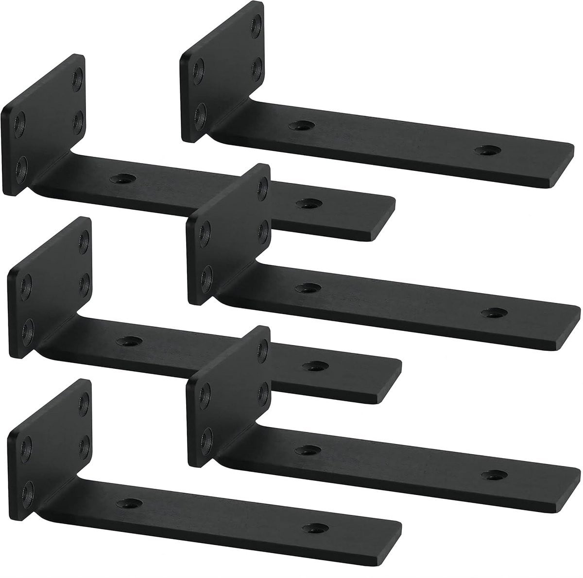 Set van 6 industriële zware plankdragers van metaal, 8 inch, wandmontage