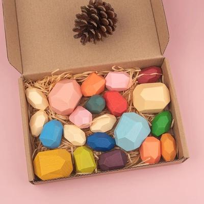 Uplift Picks Wooden Stacking Stones Montessori Balance Sorting Toy For Toddlers 21 Pcs A