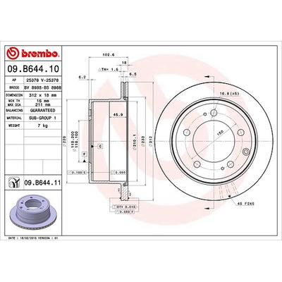 Brembo 1x Bremsscheibe [Hersteller-Nr. 09.B644.11] für Toyota