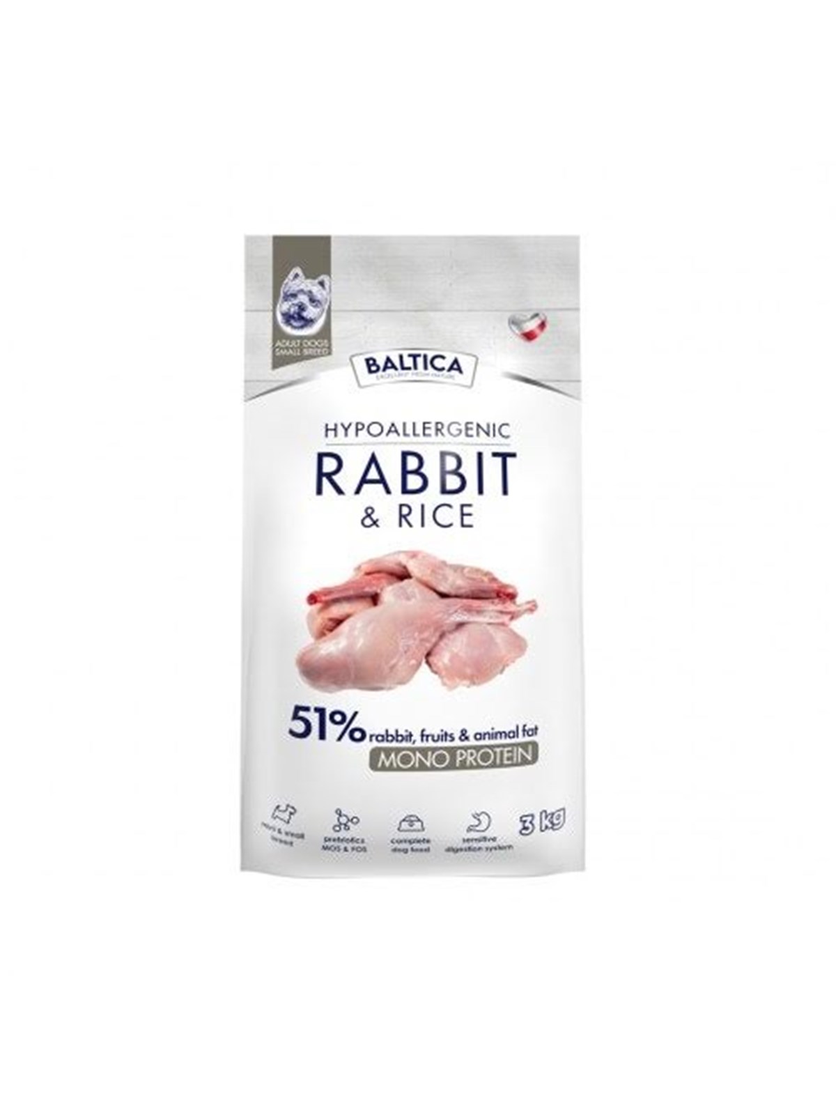 BALTICA Nutraceutic Hypoallergenic S Rabbit with rice - Trockenfutter für Hunde - 3kg