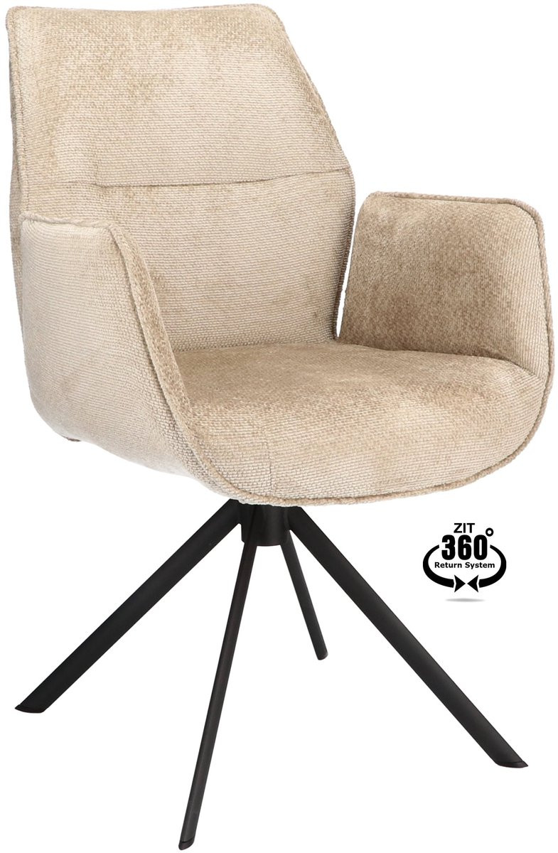 Icon Living Armstoel Lux Stof Movie Desert met Black Leg en 360° Return-System