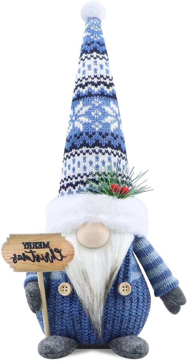 Blauwe Kerst Gnoom Pluche Elf Decoratie voor op Tafel