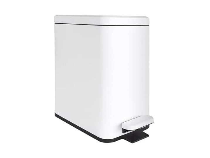 Relaxdays Poubelle\, 10 litres\, 16 cm de large\, fermeture douce\, pédale\, seau amovible\, cuisine et bain\, poubelle blanche