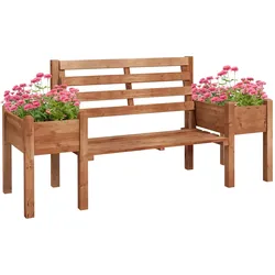 Outsunny Gartenbank 2-Sitzer Sitzbank Holzbank Balkonbank mit Blumenkasten Braun