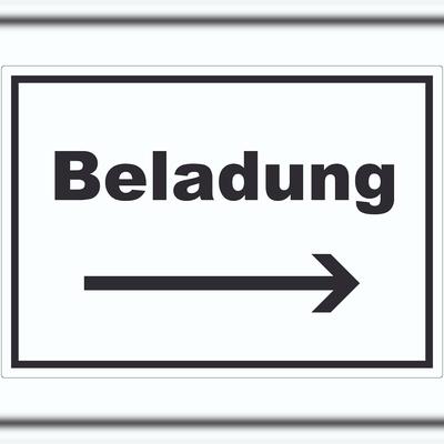 HB-Druck Beladung Aufkleber mit Text und Richtungspfeil rechts Transport Fracht waagerecht A2 (420x594mm)