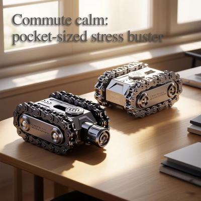 Inspired Finds Metal Rotating Tank Fidget Toy Tactical Magnetic EDC Spinner & Stress Reliever silver