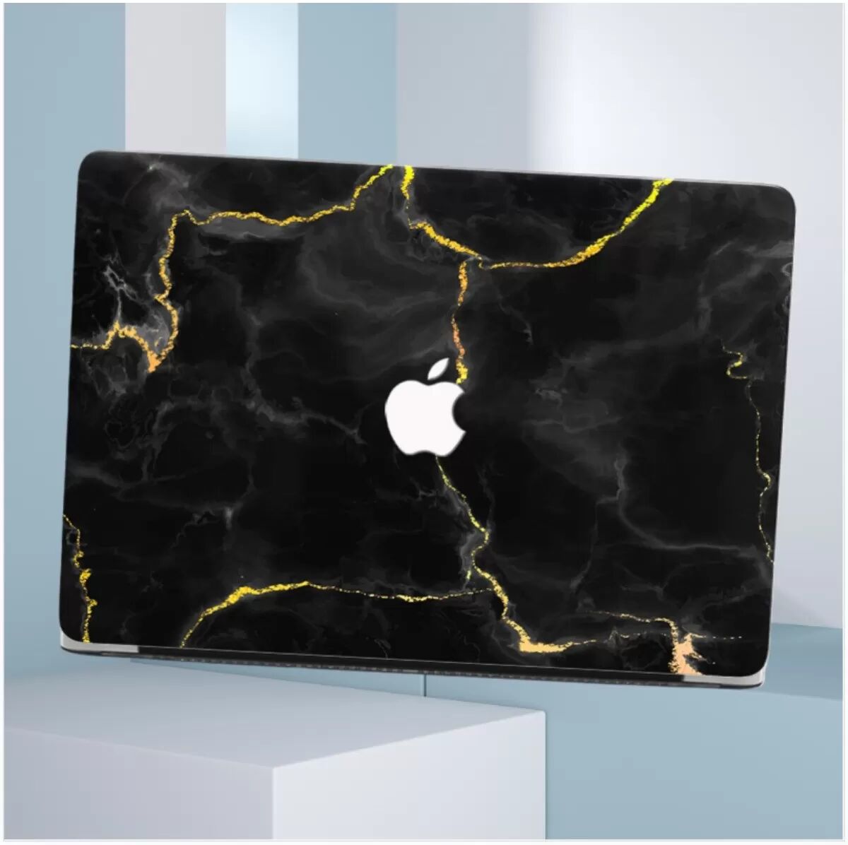 INF Schwarze Marmor & Gold Ader PC Hartschalen Hülle kompatibel mit MacBook Pro Retina 13.3" (A1502/A1425)