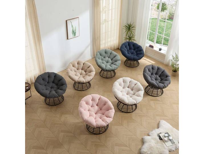 Fauteuil papasan rotatif 360° – rotin PE – coussin épais – vert clair
