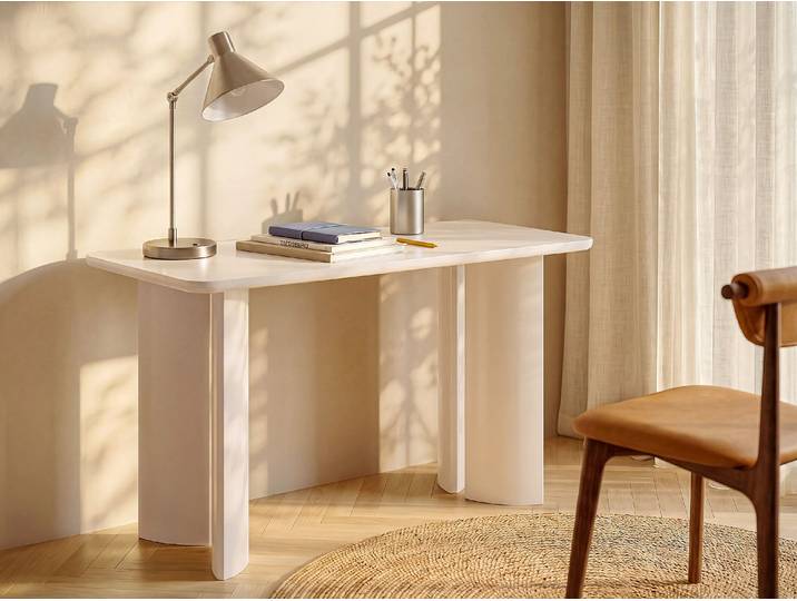 Schreibtisch mit geschwungenen Beinen - Beige - LORYNI