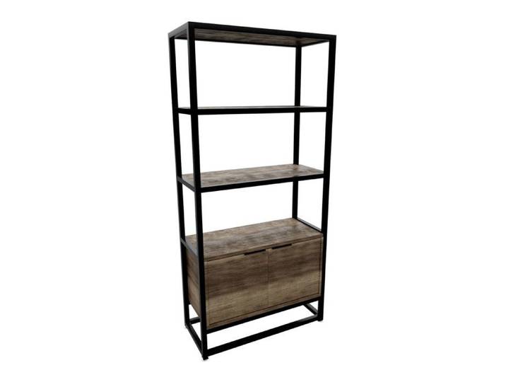 Bibliothèque - Frankystar - Edo - 3 Étagères - Métal Noir - MDF Bleach