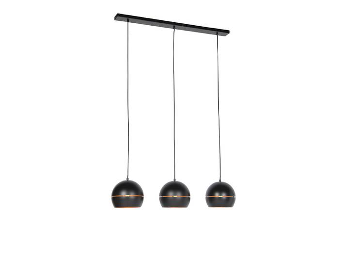 Suspension intelligente noire avec intérieur doré 3 lumières avec